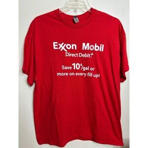 Exxon Mobil Direct Debit Red T-Shirt Gildan Mens XL Promo Graphic Tee‎